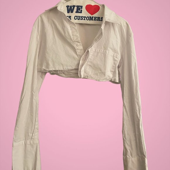 Cropped White Button Down - Picture 2 of 3